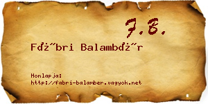 Fábri Balambér névjegykártya